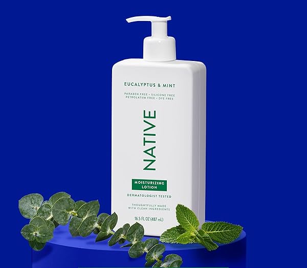 NATIVE BODY LOTION CONTAINS NATURALLY DERIVED PLANT-BASED MOISTURIZERS FOR WOMEN AND MEN | RESTORES DRY SKIN, EUCALYPTUS & MINT, 16.5 FL OZ
