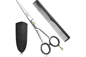 Hair Scissors Professional - 6.5 Inch Premium Hair Cutting Scissors For Women Men - Barber Scissor with Comb and Leather Case