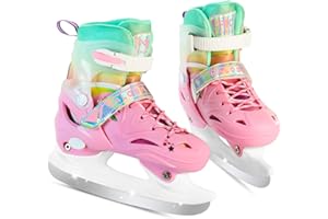 HALOSK Girls Adjustable Ice Skates for Youth Women, Kids Hockey Skates for Outdoor and Rink, Soft and Comfortable Lining Ice Skating Shoes