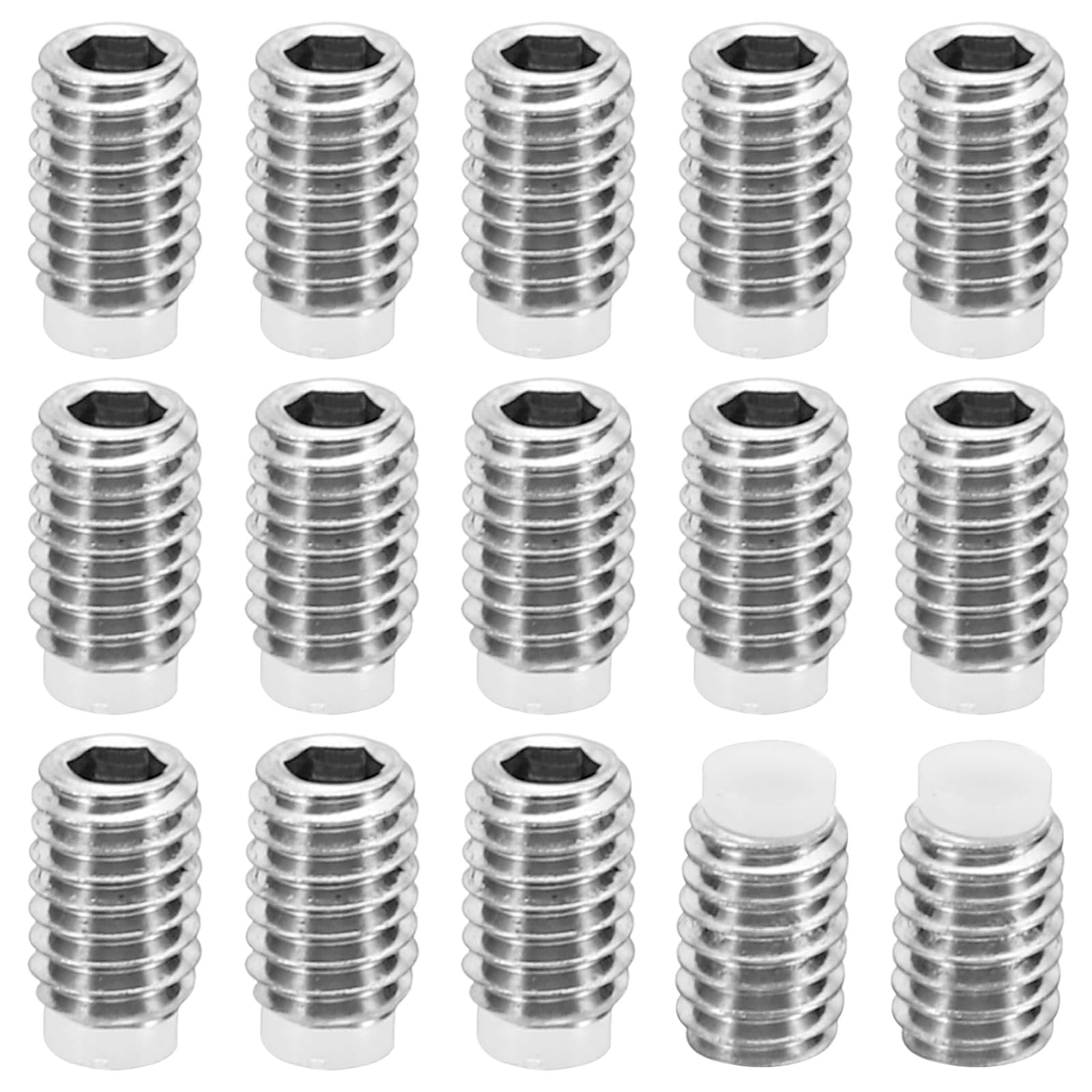PATIKIL M4x6mm Nylon Tip Grub Screw, 15 Pack Metric Hex Socket Head Cup Point Anti Slip Set Screws Internal Hex Drive Hardware, 304 Stainless Steel