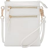 Solene Small Crossbody Bag for Women, Multi Zip Pockets with Detachable Wristlet, Lightweight Travel Purse, Cell Phone Pouch
