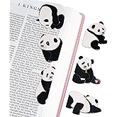 Magnetic Panda Bookmark for Women, 6 Pieces Assorted Cute Book Markers Clip Set, Reading Accessories Birthday Gifts, Book Mark for Book Lovers