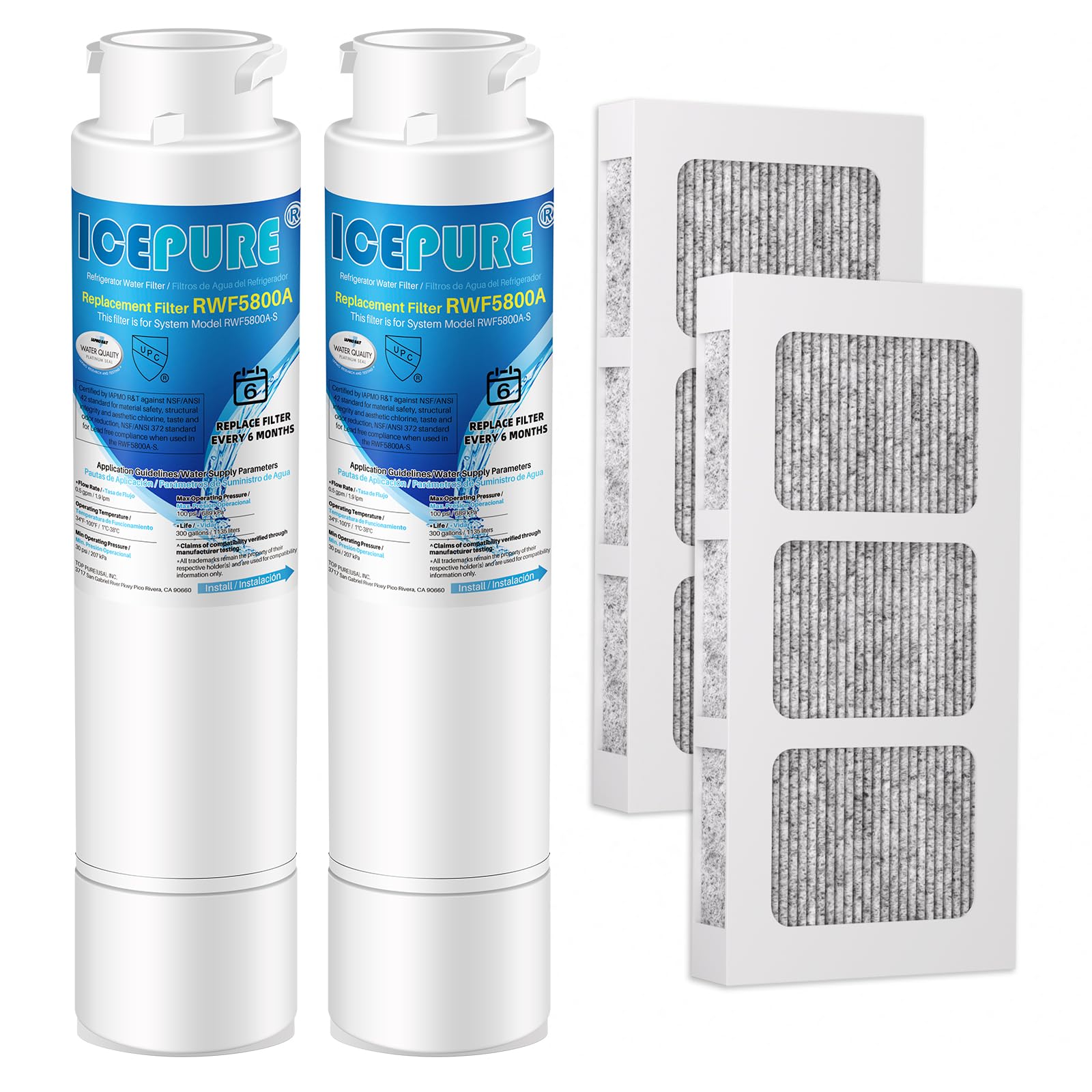 Photo 1 of * only comes with one *
ICEPURE RWF5800A Refrigerator Water Filter and Air Filter Replacement for Frigidaire EPTWFU01, EWF02, Pure Source Ultra II, PureSource Ultra 2, SCWFTCTO, GP006 EPTWFUO1 MR022 JO22 BO022 TH-01,