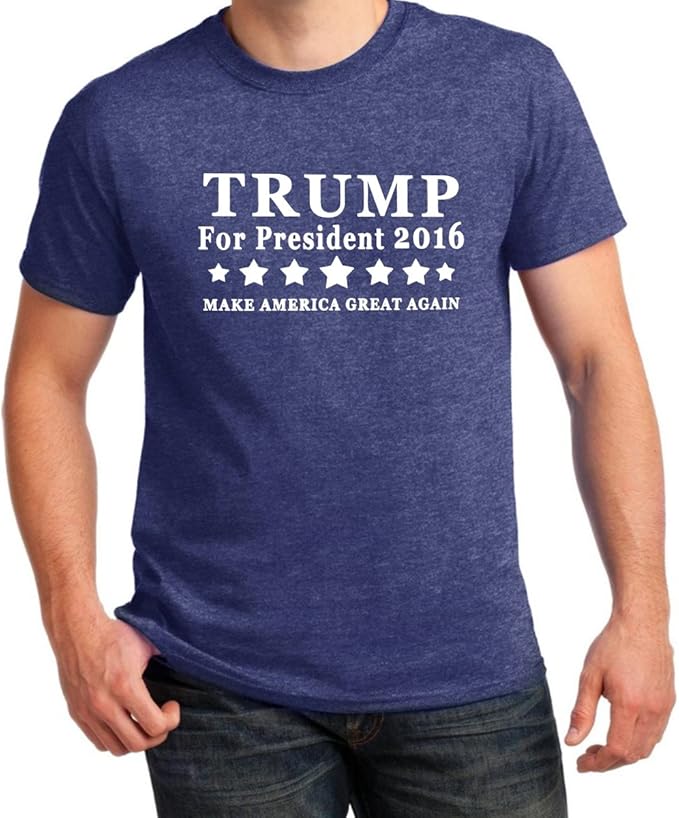 Amazon ドナルド トランプtシャツ大統領アメリカを再びgreatプレミアムソフトスリムフィットブルー Us サイズ 4l Tシャツ カットソー 通販