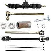 PRO BAT 320mm Steering Gear Rack Pinion 390mm Steering Adjustable Shaft | with Tie Rod Assy For 110cc 125cc 150cc Go Cart Golf Buggy UTV Black