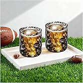Veuverig 2026 Superbowl Party Supplies,Football Icon Juice Glasses - 2 Pcs Icon Glass Cups, Football Parties and Tailgate Events,Football Birthday Valentine'S Day Giftsa (Black,Football Icon)