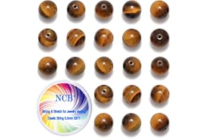 NCB 100pcs Original Natural Stone Beads Gemstone Round Loose Beads 6mm 8mm 10mm (Yellow Tiger's Eye, 6mm 100Beads)