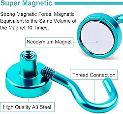 DIYMAG Magnetic Hooks, 30Lbs Strong Heavy Duty