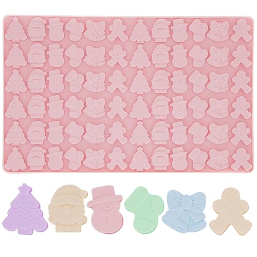 Christmas Silicone Mold, 72-Cavity Christmas Chocolate Moulds Candy Mould Gingerbread Man, Tree, Snowman, Cookies Dessert Baking Molds for Cake Decorating Sugarcraft DIY Y3DSDMJ