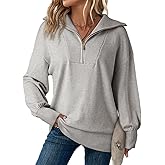 Dokotoo Womens Oversized Sweatshirt Long Sleeve 1/4 Zip Pullover Polo V-Neck Fall Sweaters for Women 2024