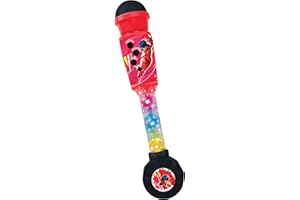 Lexibook Miraculous, Lighting Microphone for Children, Musical Toy Game, Built-in Speaker, Light Effects, Aux-in Cable Plug, Red, MIC90MI