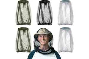 6PCS Mosquito Head Net, Extra Fine Bug Head Net, Lightweight Durable Face Netting Mesh for Hiking, Fishing, Hunting, Camping,