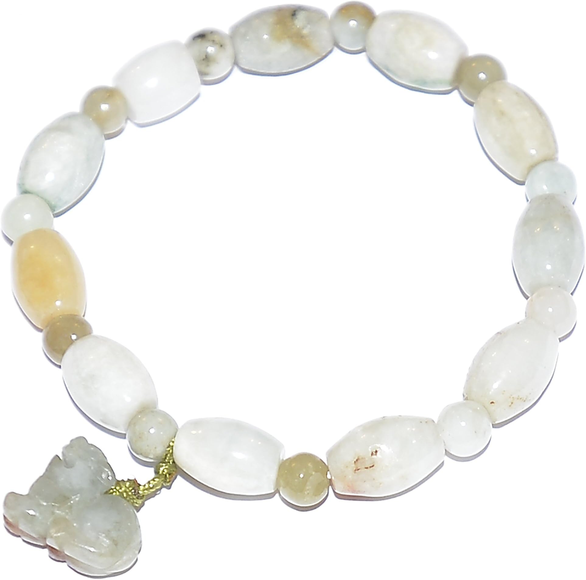 Chinese Feng Shui Spiritual Mixed Jade Sphere And Oval Beads Bracelet For Fertility,Life And Good Health With Pi Yao Feng Shui Mythical Creature Charm
