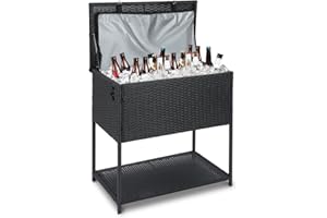 SUNNYPARK Large Ice Chest Cooler Cart 80 Quart Outdoor Beverage Standing Cooler with Bottle Opener for Party Poolside Patio Deck Backyard