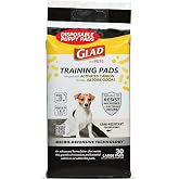 Glad for Pets Activated Carbon Training Pads, Anti-Microbial, 30 Count | 6-layer, leak-proof pads with odor control technology, 23 x 23 in coverage for indoor potty training