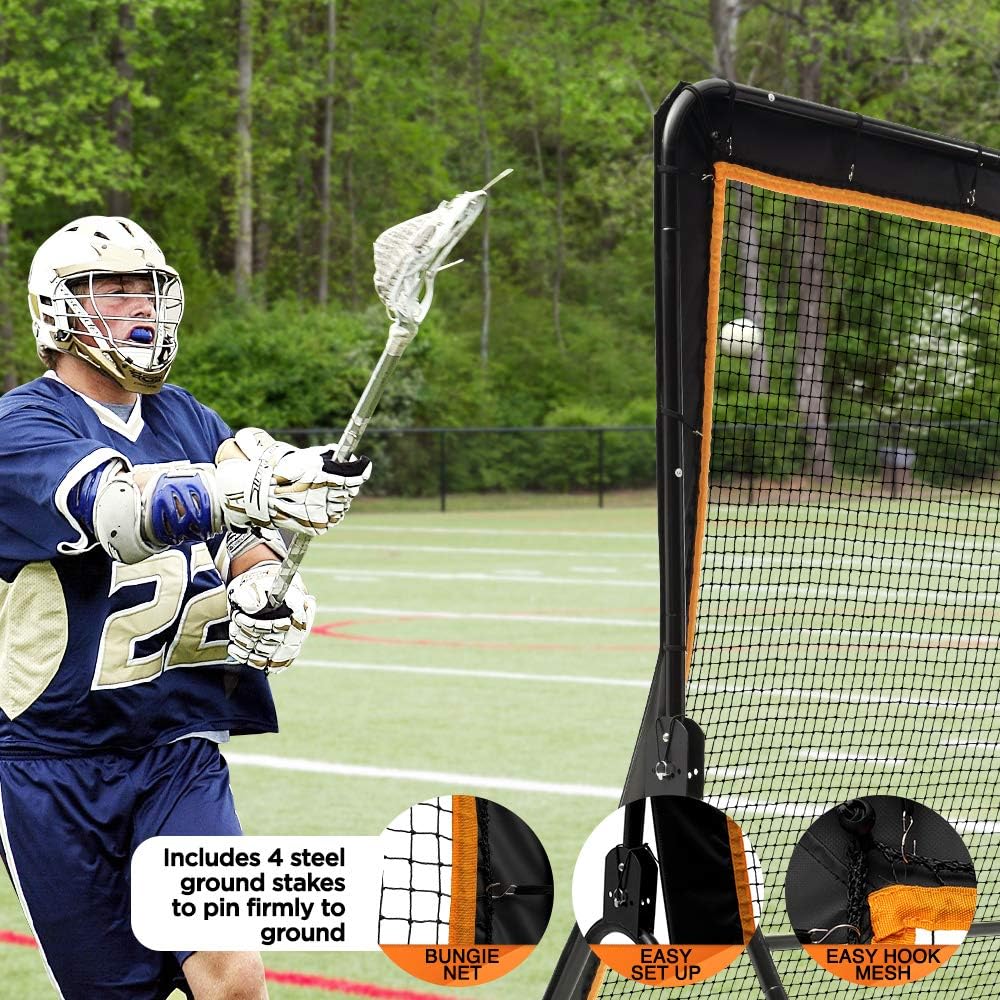 ACELETIQS 5x7 Feet Lacrosse Rebounder Practice Net Screen- Pitchback, Throwback, Bounce Back Training Wall for Backyard- Portable Design, Foldable- [Usable for Most Other Sports] : Sports & Outdoors