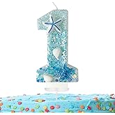 Zlongron Number 1 Candle, Handmade Birthday Number Candles, Mermaid Birthday Cake Topper is Very Suitable for Birthdays, Theme Parties, and Anniversary Decorations (Number 1)