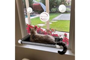 Lcybem Cat Hammocks for Window - Seat Suction Cups Space Saving Cat Bed, Pet Resting Seat Safety Cat Window Perch for Large Cats, Providing All Around 360° Sunbath for Indoor, Weighted up to 33lbs