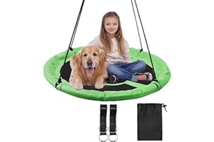 RedSwing 43" Flying Saucer Swing for Kids Outdoor, Large Round Tire Swings for Trees and Swingset, Strong Heavy Duty for Outside Playground, 500LBS Weight Capacity, Green