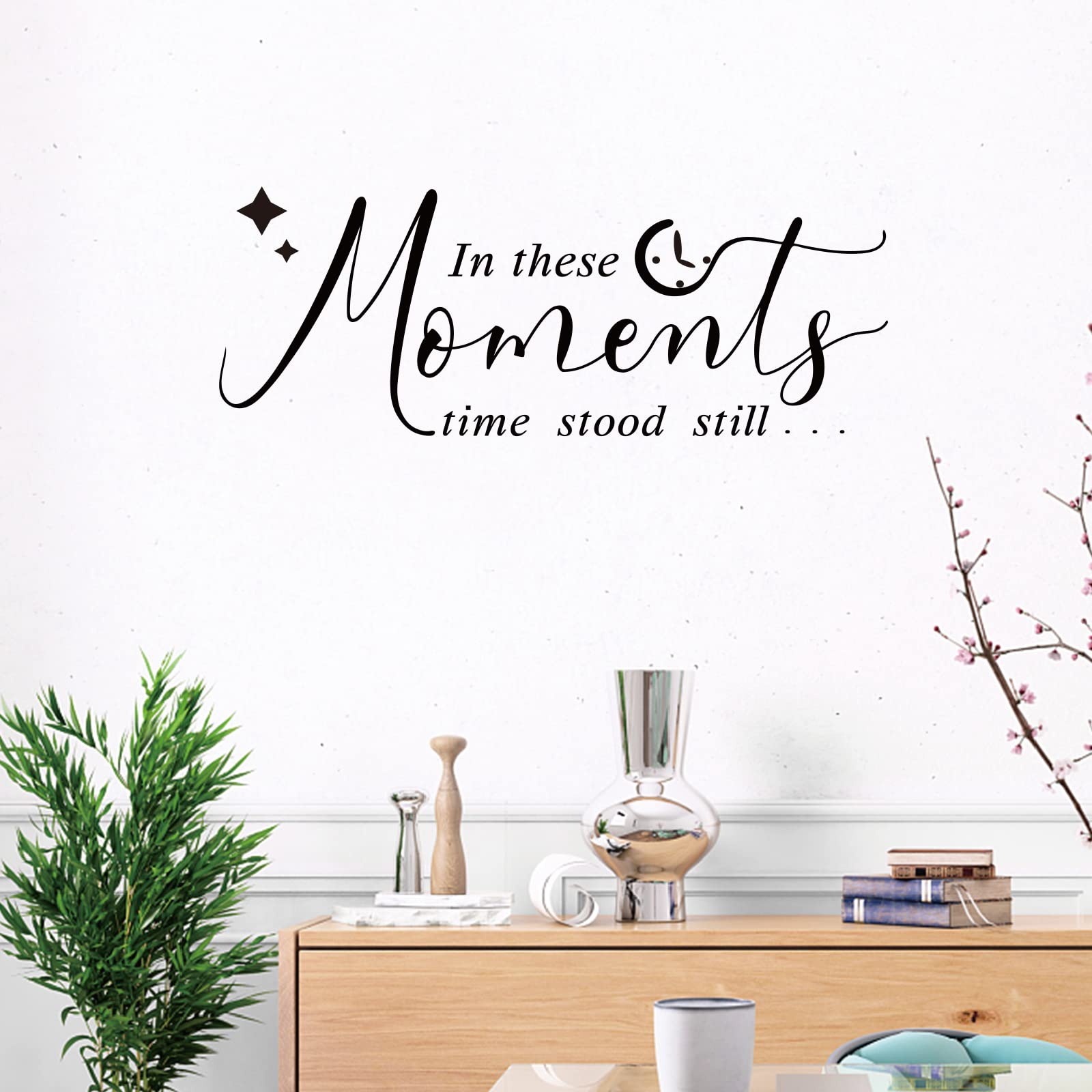 SUPERDANT in These Moments Time Stood Still Wall Stickers Family Wall Quotes Decal Black Stickers for Walls Peel and Stick for Living Bedroom Home Decorations