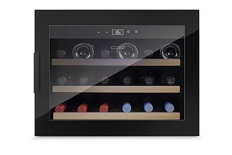 Caso WineSafe 18 EB Black Design Einbau-Weinkühlschrank mit Kompressionstechnik für bis zu 18 Flaschen (bis zu 310 mm Höhe), 