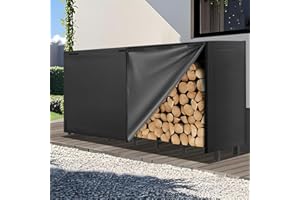 Kendane 8FT Firewood Rack Outdoor with Cover, Heavy Duty Adjustable Firewood log Storage & Holder, Wood Pile Lumber Storage Rack Stacking Outside for Courtyard Patio.