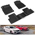 KIWI MASTER Floor Mats for 2016-2021 Honda Civic All Weather Mat Custom Fit Liners Front Rear 2 Row Seat TPE Slush Liner Black Floor Trays for Vehicles