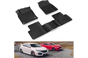 KIWI MASTER Floor Mats for 2016-2021 Honda Civic All Weather Mat Custom Fit Liners Front Rear 2 Row Seat TPE Slush Liner Black Floor Trays for Vehicles