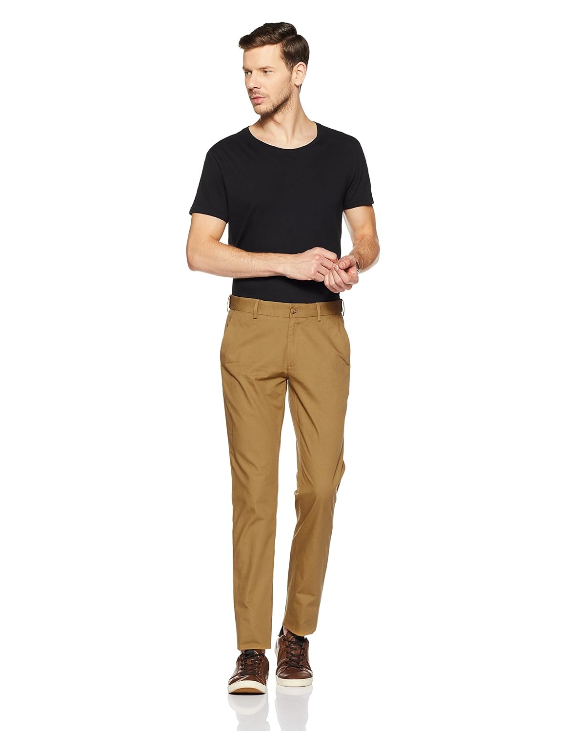 peter england men's super slim fit casual trousers