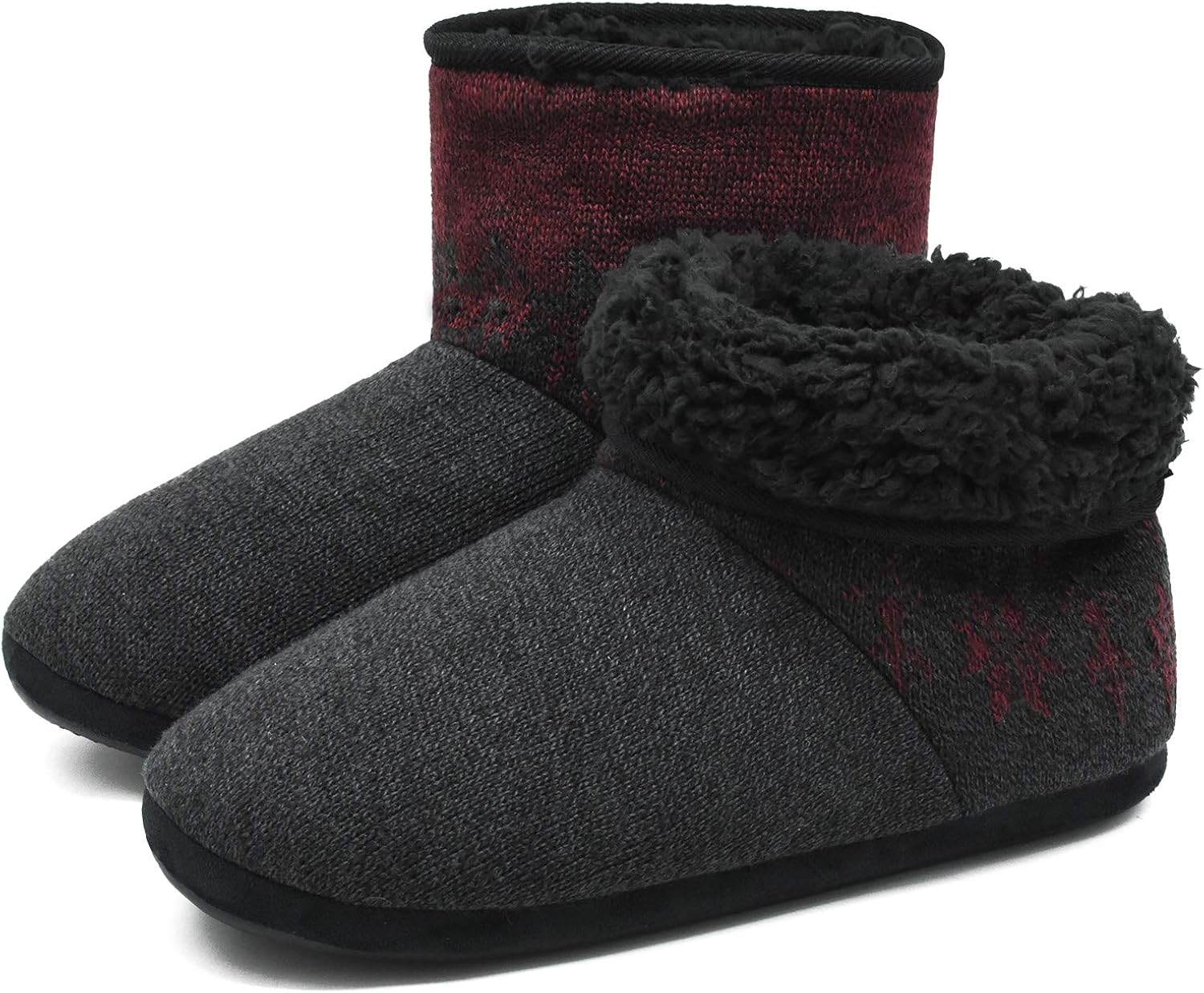 ONCAI Men’sSlipperBootsWinterFleeceHouseSlippers Knitted Indoor