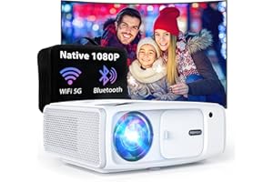 FEBFOXS Projector with WiFi and Bluetooth, Mini Portable Projector with Bag, Native 1080P Projector for indoor or outdoor movie ues, Compatible with Phone/Laptop/TV Stick/PS5