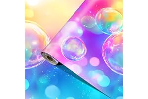 HOMETITUTE Rainbow Bubble Wallpaper Peel and Stick 15.7"x39.4" Self Adhesive Removable Vinyl Contact Paper for Wall Counterto