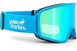 Yukon Charlie's Headwall Adult Snow Goggles - Bluebird Frame, MEZ Bluebird Lens, VLT 11.6% - Cylindrical Lens Ski Goggles - Boosted Contrast, Reduced Glare, Anti-Fog, Secure & Comfortable Fit