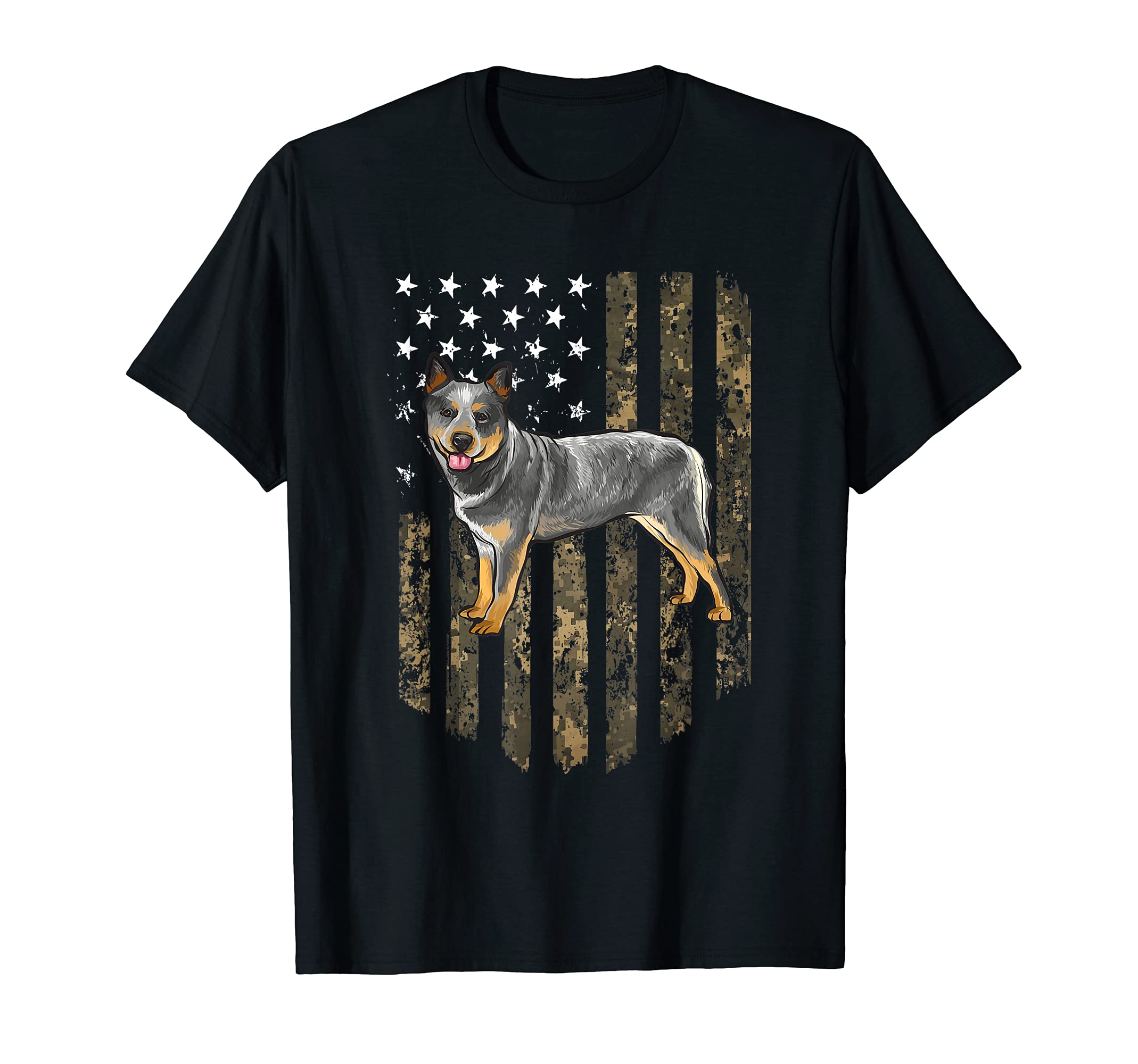 Camo American Flag Australian Cattle Dog 4th Of July USA T-Shirt