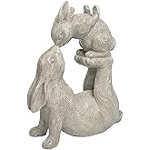 Newman House Studio Garden Statues Kissing Bunny Sulpture - Garden Décor Rabbit Collectible Figurines Yard Decorations Outdoor 11.8" L x 4.8" W x 14.6" H