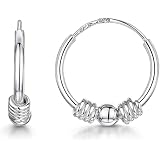 Boucles D'oreilles Créoles Ethniques En Argent Sterling 925 - Style Bali - 14 Mm - Neuf Avec étiquettes