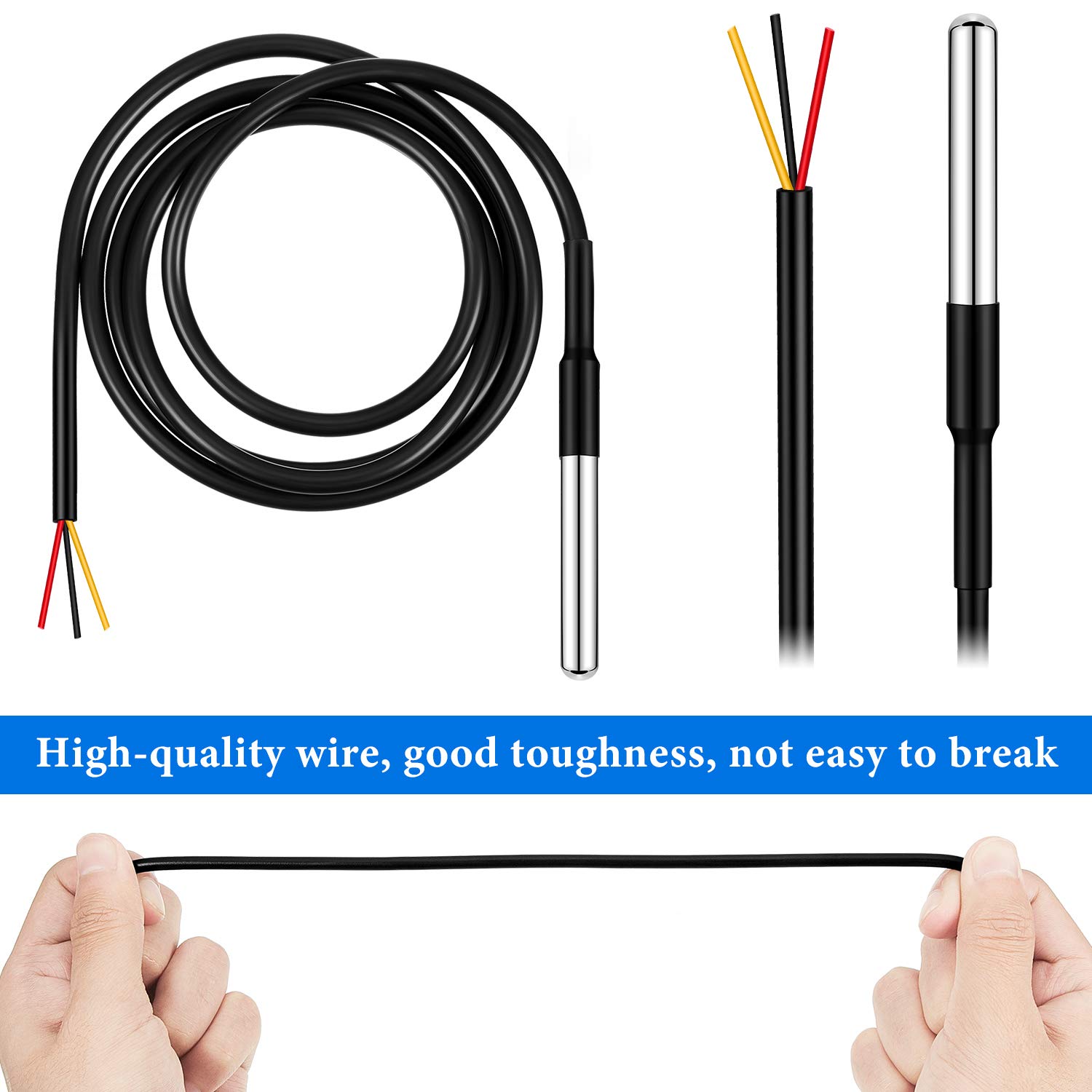 10 Pieces DS18B20 Waterproof Temperature Sensors Thermistor Temperature