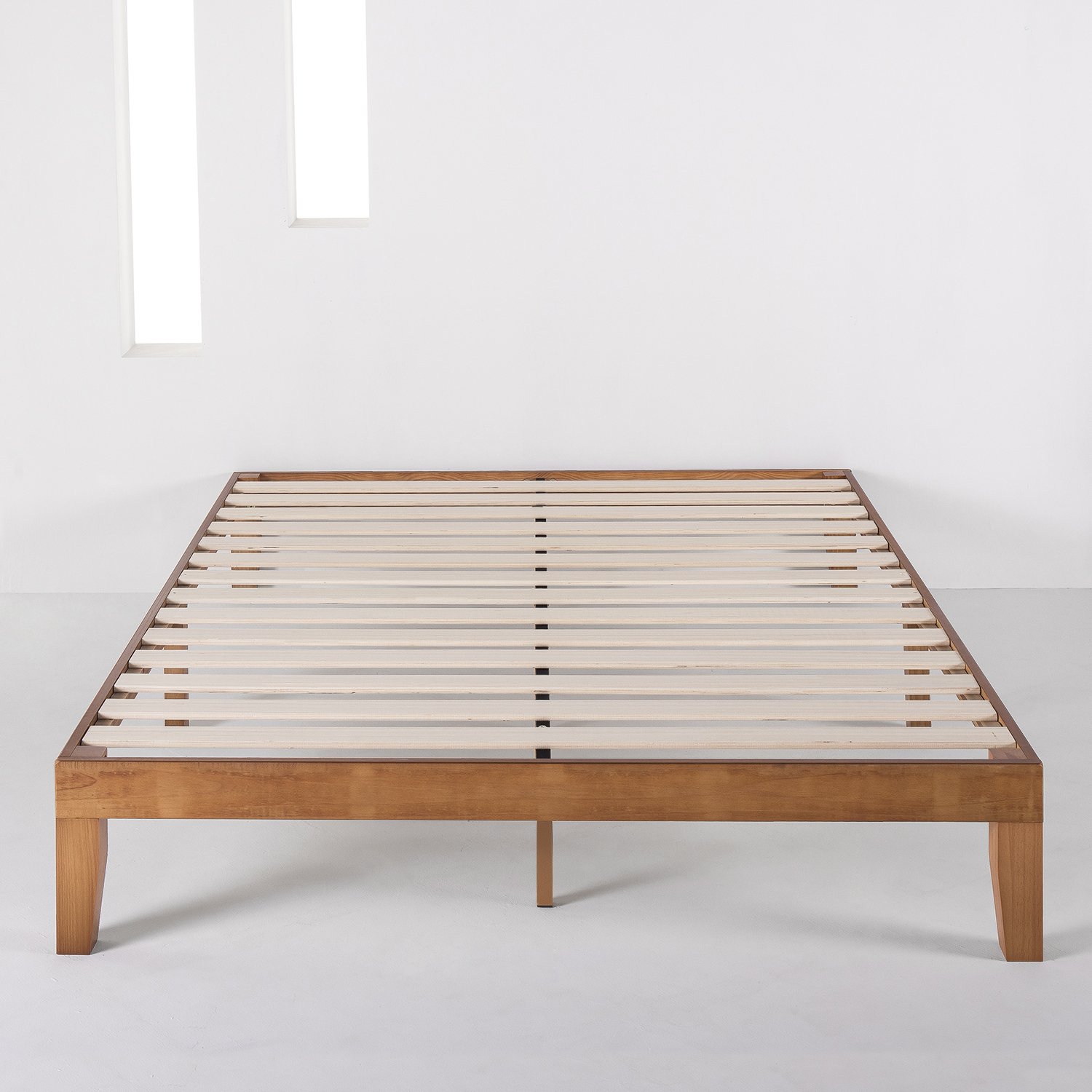 Mellow 12" Classic Solid Wood Platform Bed Frame w/Wooden Slats (No Box Spring Needed), Twin, Natural