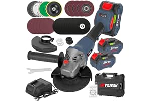 RYOJEGK 5" Brushless Angle Grinder Kit, 2 x 6.0Ah Battery Cordless Angle Grinder Tool,10000RPM Max Rotational Speed & 26Pcs Set of Accessories, Amoladora Angular for Cutting,Polishing & Carving