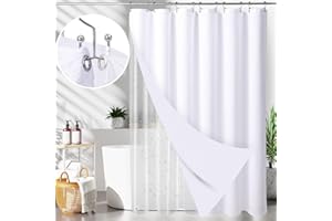 LaCyan 3 in 1 Waterproof Waffle Weave Shower Curtain and Clear Liner Set with 12 Stainless Steel Hooks Double Sided for Bathroom 72 Inches Heavy Duty Polyester Fabric Shower Curtains 72x72