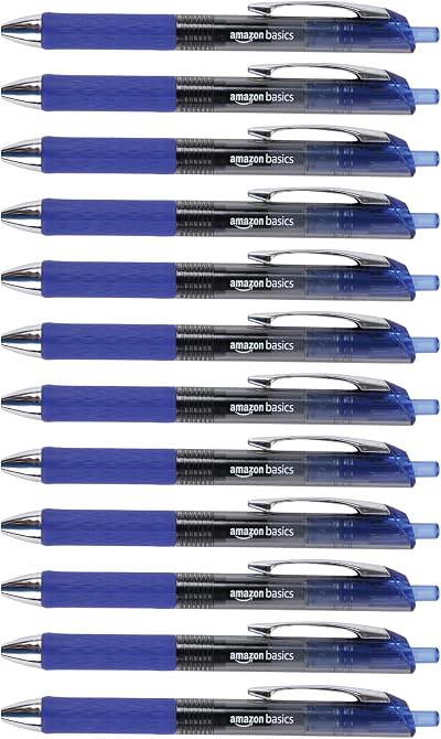 Amazon Basics Gel Pens Fine Point Retractable Blue 0.7mm 12 Pack