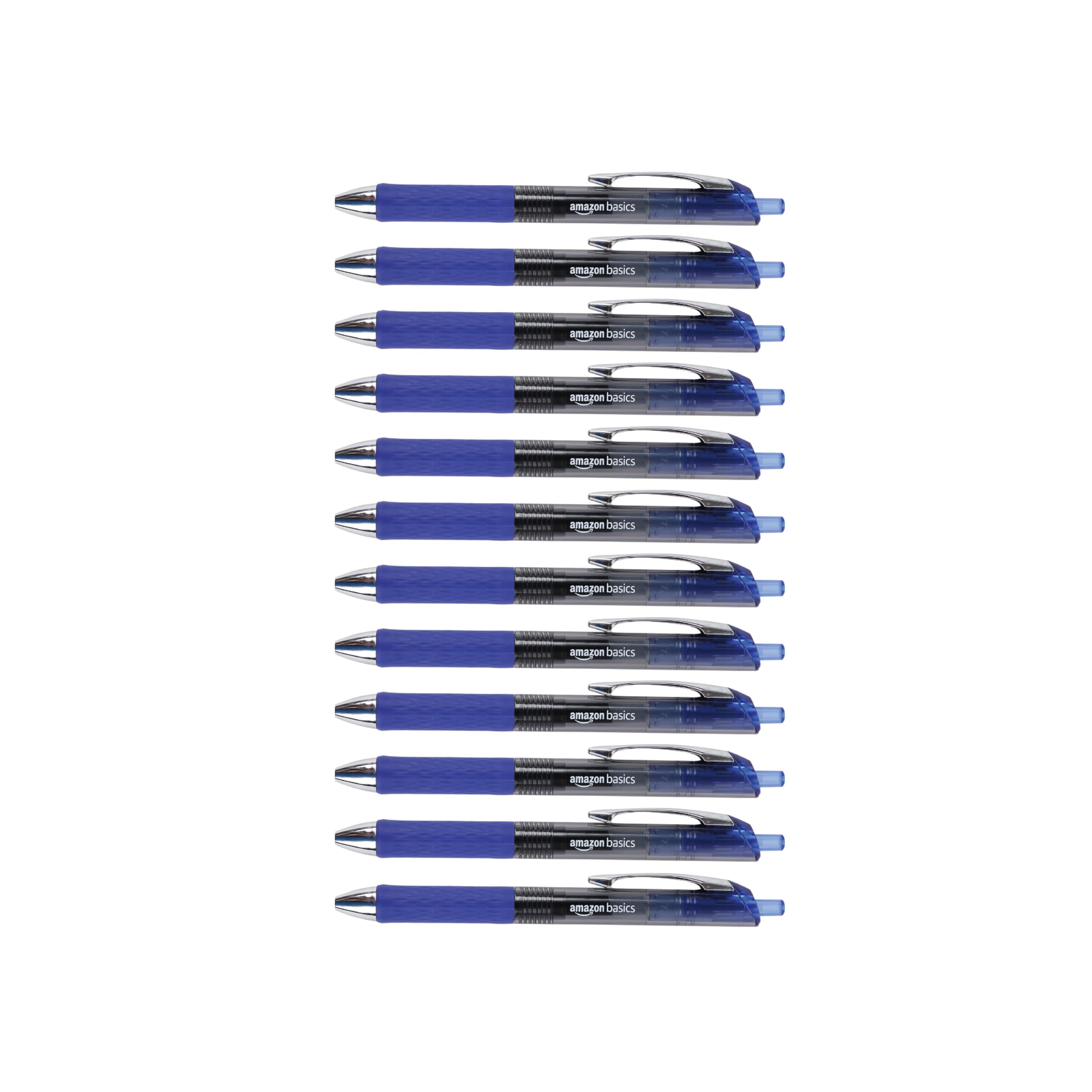 Amazon Basics Retractable Gel Pens, Fine Point 0.7mm, Smooth Writing, No-Smear Ink, Blue, 12-Pack