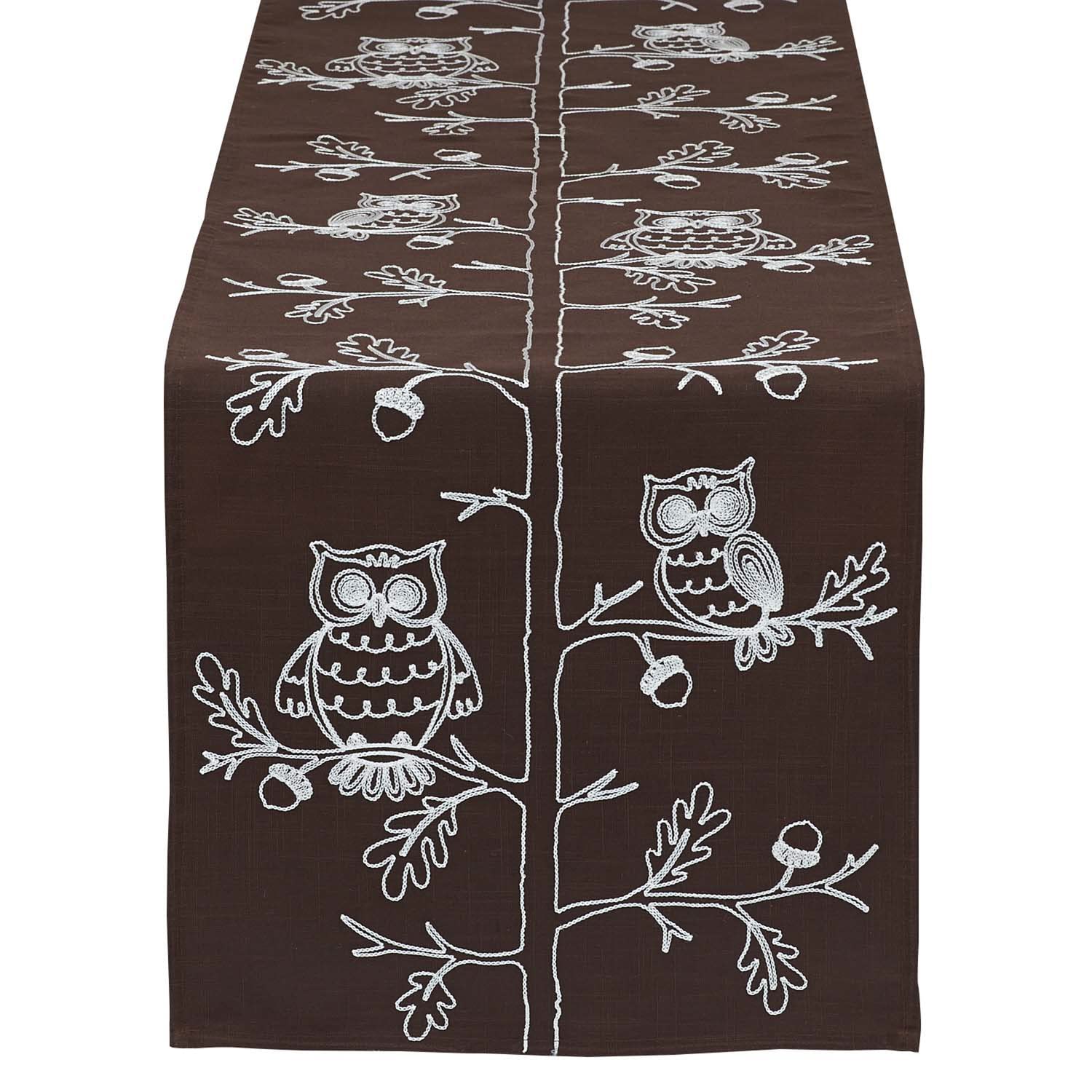DII 14x70 Polyester Table Runner, Embroidered Owls - Perfect for Fall, Thanksgiving, Catering Events, or Everyday Use — image 1
