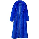 Vickstco Fluffy Faux Fur Overcoat,Warm Outwear Parka Long Coat with Sleeves