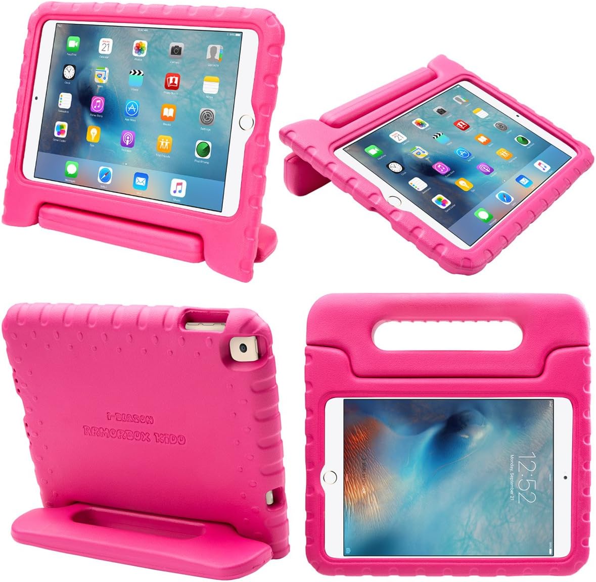 iPad Mini 4 Case, i-Blason Apple iPad Mini 4 Case for Kids ArmorBox KIDO Series Light Weight Super Protection Convertible Stand Cover 2015 Release (iPadMini4-Kido-Pink)
