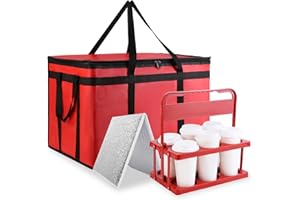 BODAON Cooler Insulated Food Delivery Bag & Drink Carrier with Hard Bottom, XXX-Large Grocery Catering Travel Thermal Frozen Carrier, Pizza Bags for Doordash/Uber Eats, Cold Warmer Accessories for Door Dash