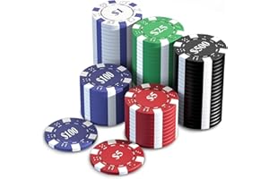 HEITOK 100Pcs Poker Chips Set, 11.5g Heavyweight Composite Casino Tokens With Values, Professional Texas Holdem Gaming Access