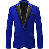 Mens Velvet Blazer Slim Fit Suit Jacket for Men Peaked Lapel One Button Tuxedo Blazer Wedding Prom Dinner