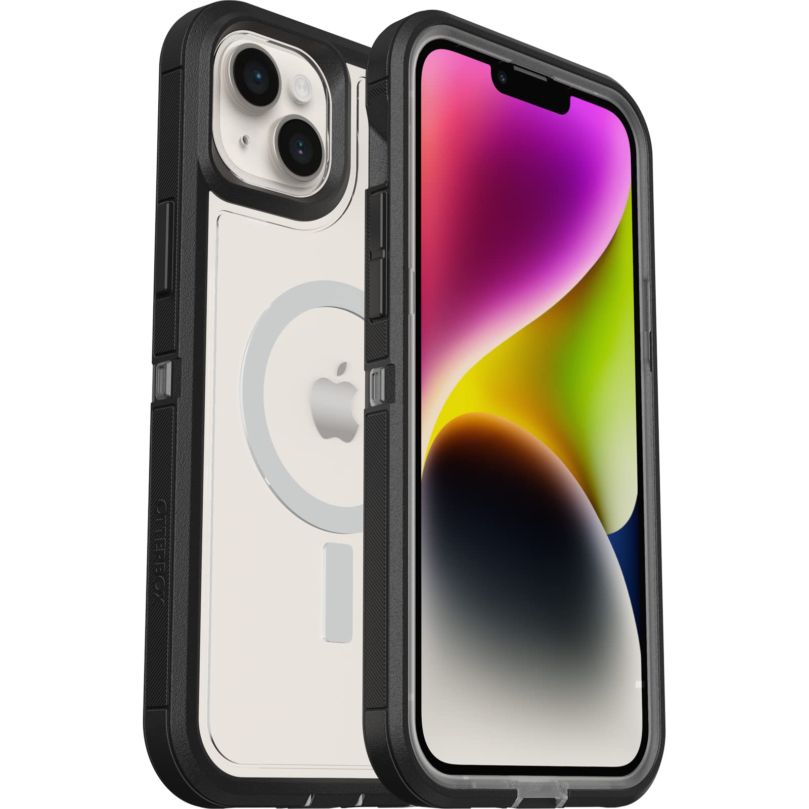 OtterBox Defender XT Case for iPhone 14 Plus with MagSafe, Shockproof, Drop Proof, Ultra-Rugged, Protective Case, 5X Tested to Military Standard, Clear/Black - Non-Retail Packaging