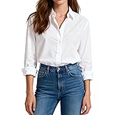Womens Button Down Shirts Cotton Fitted Dress Shirts Long Sleeve Office Blouses Collared Tops